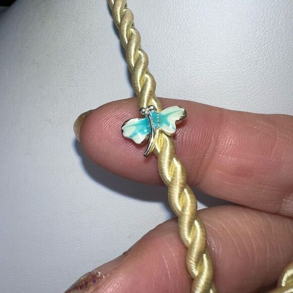 Enameled Flower and Ladybug Pendant on Silk Cord Necklace - Picture 6 of 8